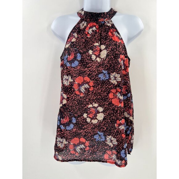 Cleobella Size XS Organic Cotton Floral Halter Top Red Blue Sleeveless Blouse - Picture 1 of 9